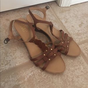 Brown heel sandals